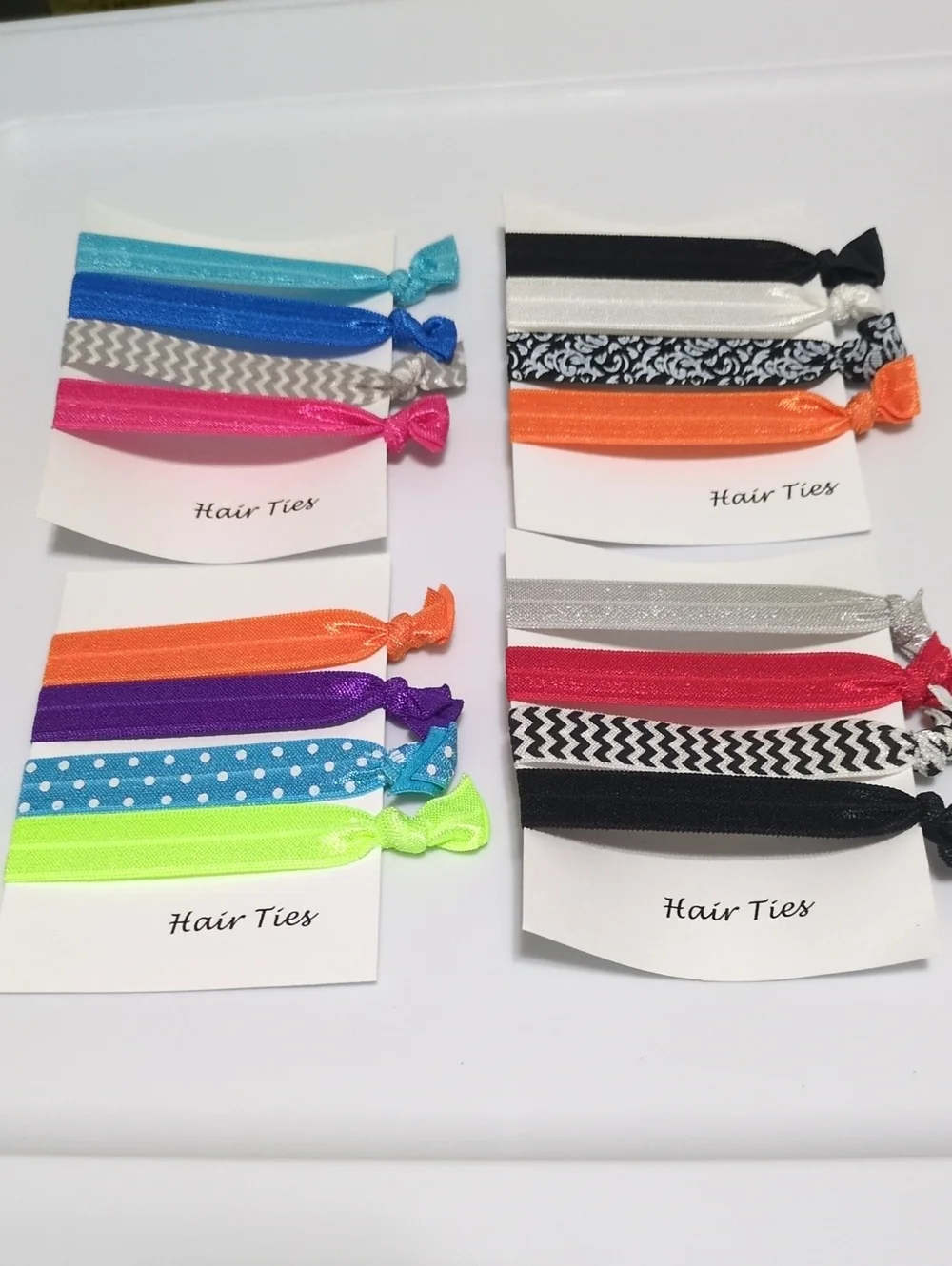 Kids Multi-Color Elastic Hair Tie Set - Assorted Brights Handmade